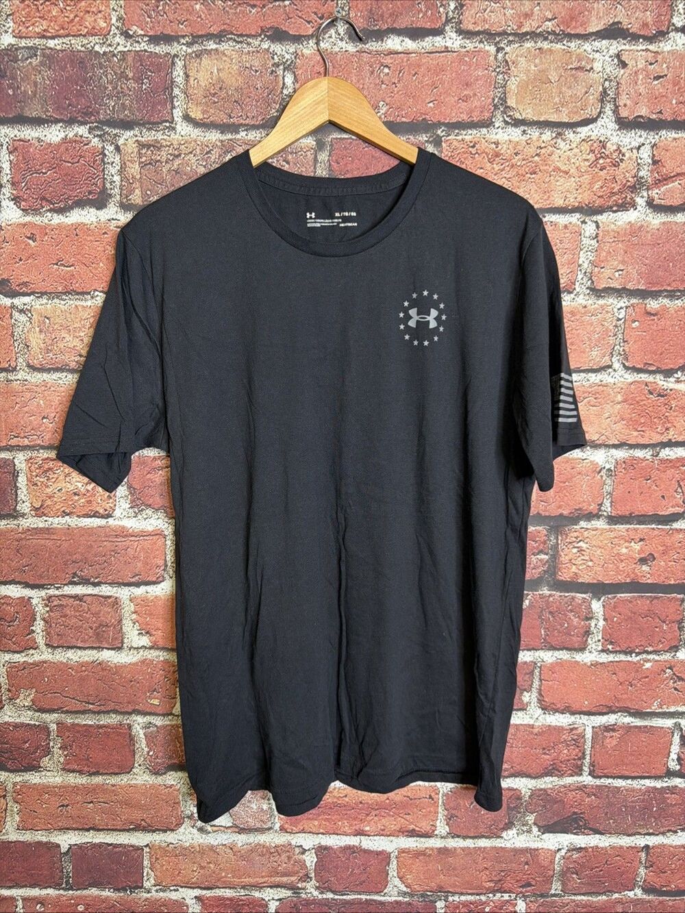 Under Armour Shirt Mens XL Black Freedom Eagle Flag Patriotic Graphic Tee Top
